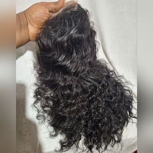 100 Percent Pure Human Hair Lace Front Wig. Wet And Wavy. 20 Inches Long.